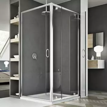 Idralite Duschkabine 100x90cm 2 Schwingtüren Fronteinstieg Klarglas