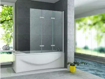 Aloni CR-C031 Badewannenaufsatz mit Seitenwand, faltbar, Klarglas 6mm, 130x140cm (CR-C031)
