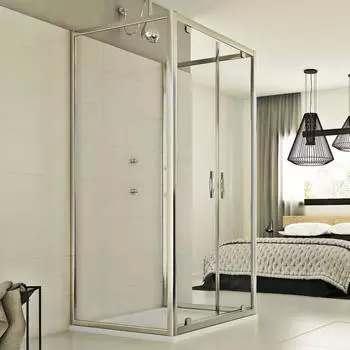 Idralite Cristal Trio Duschkabine 3-seitig 2 Drehtüren Klarglas 80x100x80cm H198cm