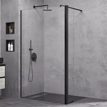 doporro Bremen1K Walk-In Duschwand 100x200cm mit 30cm Nebenteil, 8mm ESG Klarglas, schwarz (Bremen1K)