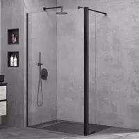 Duschwand 70x200cm Walk-in Mit 30cm Nebenteil, 8mm Duschabtrennung Bremen Schwarz Mit