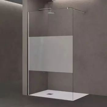 doporro Bremen01MS Walk-in Duschwand 8mm ESG Milchglas-Streifen 150x200cm (Bremen01MS)