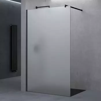 doporro Bremen02VS Walk-In Duschwand 100x200cm, 10mm ESG Vollsatiniert, Schwarz (Bremen02VS)