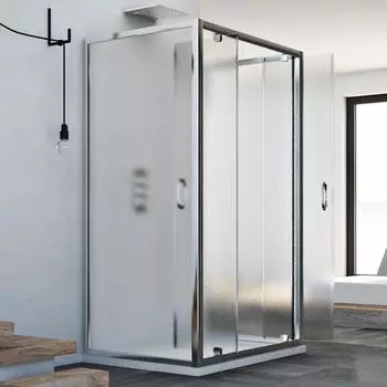 Idralite Duschkabine Dreiseitig 2 Schwingtüren Echtglas Strukturglas 70x110x70cm