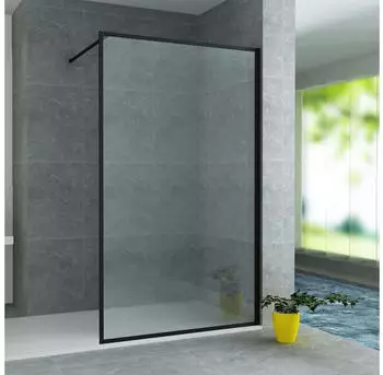 Aloni RECO80 Walk-In Duschwand 8mm ESG Nano-Beschichtung Schwarz Matt (RECO80)