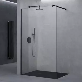 doporro Bremen02K Walk-In Duschwand 130x200cm, 10mm ESG-Klarglas, Schwarz (Bremen02K)