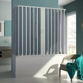 Forte Badewannen-Aufsatz Duschkabine 3-seitig PVC Schiebetür 70x160x70cm H150