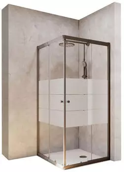 Schulte Corner Eckeinstieg Schiebet&uuml;r 90x80cm 4mm ESG Mattschwarz Dekor Depoli light (D1944217-68-31)