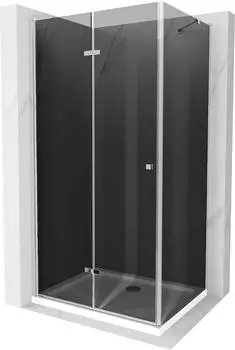 Mexen Lima Duschkabine klappbar 70x80cm Graphit + Duschwanne Flat Weiß (856-070-080-01-40-4010)