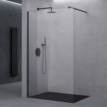 doporro Bremen02K Walk-In Duschwand 50x200cm, 10mm ESG-Klarglas, Schwarz (Bremen02K)