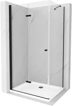 Mexen Lima faltbare Duschkabine 70x110cm, transparent, schwarz + Duschwanne Flat, weiß (856-070-110-70-00-4010B)