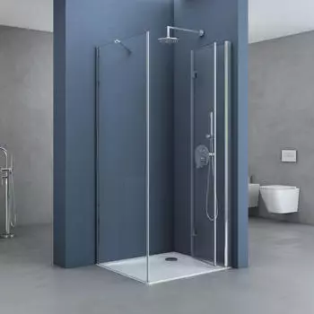 doporro Ravenna27 Eck-Duschkabine Faltt&uuml;r ESG-Klarglas 80x80x190cm (Ravenna27)