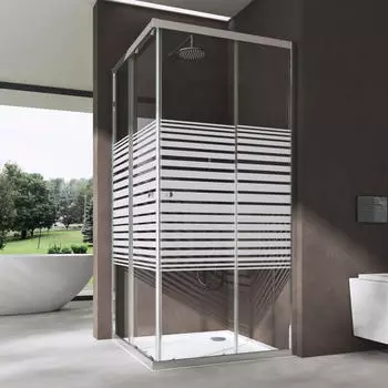 doporro Ravenna16MS-Plus Eckdusche 100x100x190cm Schiebet&uuml;r Milchglas-Streifen 6mm ESG-Glas (Ravenna16MS-Plus)