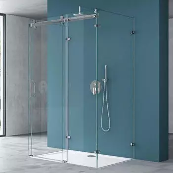 Mai & Mai U-Form Duschkabine Schiebet&uuml;r 100x100x195cm 8mm ESG Nano Klarglas (Rav17-2UK)