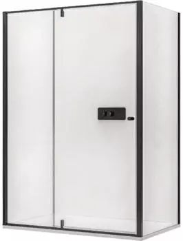 Bernstein Eckdusche mit Drehtür an Festfeld, Nano Klarglas 6mm, Profilfarbe wählbar (NT606 FLEX)