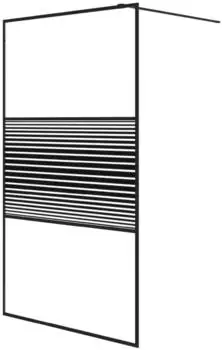 vidaXL Duschwand f&uuml;r begehbare Dusche, ESG-Glas klar, schwarz, 115x195cm (152148)