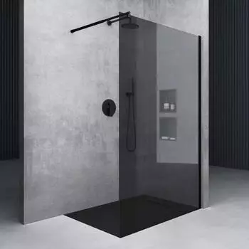 Mai & Mai Walk-In Duschwand 120x200cm ESG 8mm Nano Glas, Schwarz (BRAM1)
