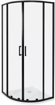 Beliani Jukatan Duschkabine Sicherheitsglas Doppel-Schiebetür 80x80x185cm Schwarz (567555)