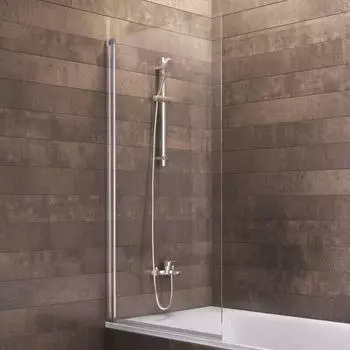 Schulte Badewannenfaltwand 1-teilig schwenkbar 70x120cm 5mm Sicherheitsglas Klar Hell Alu Natur