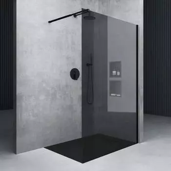 Mai & Mai Bremen1VG Walk-In Duschwand 130x200cm, 8mm ESG Nano Glas, Schwarz (BRAM3)