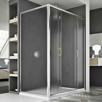 Idralite Replay Duo Eckduschkabine 2 Türen Gleitöffnung Strukturglas 160x70cm H185