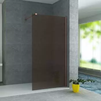 BELVIT Walk-in-Duschwand Bronze, Kupferprofil, 8mm Sicherheitsglas, 80x200cm