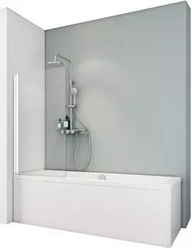 Schulte Duschwand Berlin f&uuml;r Badewanne, 70x130cm, 5mm ESG klar, alpinwei&szlig; (D16503 04 50)