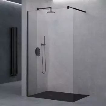 doporro Bremen02K Walk-In Duschwand 110x200cm, Klarglas 10mm, schwarz (Bremen02K)