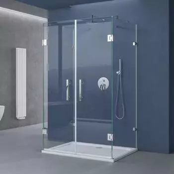 doporro Ravenna40 U-Form Duschkabine 100x100x195cm, 8mm ESG-Klarglas, Easy-Clean-Beschichtung