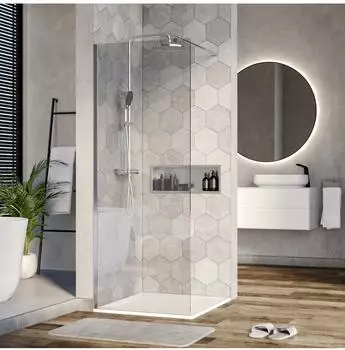Bernstein EX101 Walk-In Duschwand 80x200cm, 10mm Klarglas, Nano-Beschichtung, Chrom (EX101)