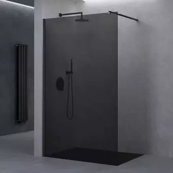 doporro Walk-In Duschwand 90x200cm, 10mm ESG-Glas, schwarzes Profil, Nanobeschichtung (Bremen02VG)