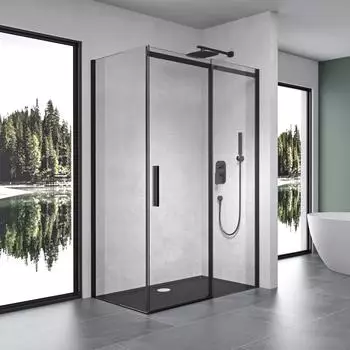 Mai & Mai Ravenna18 Eckdusche Schiebet&uuml;r 120x100cm, 8mm ESG Nano-Glas, schwarz (RAV18)