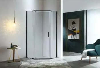 Sanotechnik F&uuml;nfeckduschkabine Echtglas schwarz 90x90x190cm (12196833-0)