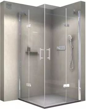 Bernstein DX407 Eckdusche 2 Schwingt&uuml;ren, 8mm Nano-Echtglas, 90x80cm (DX407)
