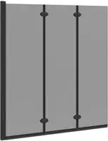 vidaXL Bad-Duschschirm Schwarz 130 x 138 cm Geh&auml;rtetes Glas