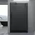 doporro Bremen02VG Walk-In Duschwand 100x200cm, 10mm ESG-Glas vollgrau, schwarzes Profil (Bremen02VG)