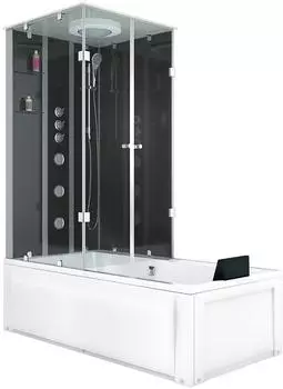 AcquaVapore K05-R32-EC Dusch-Wannen-Kombination 90x180cm, ESG-Sicherheitsglas, schwarz (K05-R32-EC)