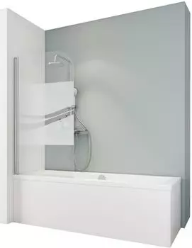 Schulte Duschwand Komfort Badewannenaufsatz 80x140cm, 5mm ESG Liane, chromoptik (D1650-F-41-1970)