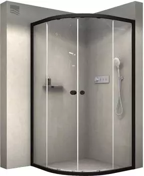 Bernstein NT509 Viertelkreis-Duschkabine 90x90cm, Schiebet&uuml;r, 6mm Nano-Glas, schwarz matt (NT509)