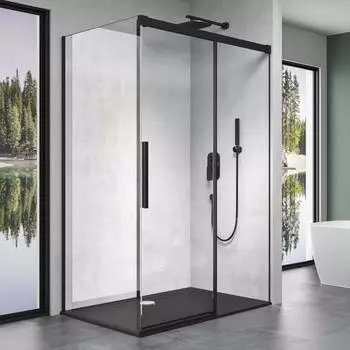 doporro Ravenna12k Duschkabine Schiebet&uuml;r Softclose, ESG Nano, schwarz (Ravenna12k)