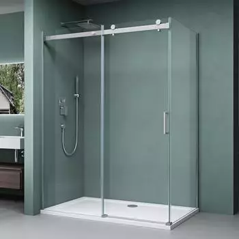 Mai & Mai Eckdusche Schiebetür 150x80cm, 8mm ESG Nano (RAV17)
