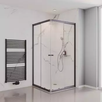 Schulte Sunny Eckeinstieg Schiebetür 75-90cm ESG Klar Gunmetal