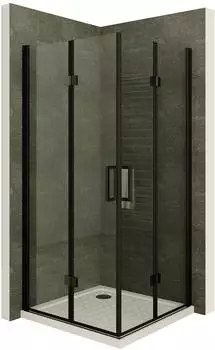 i-flair Belle Eckduschkabine Faltt&uuml;r, 80x80x180cm, 6mm ESG, schwarz (DK63)