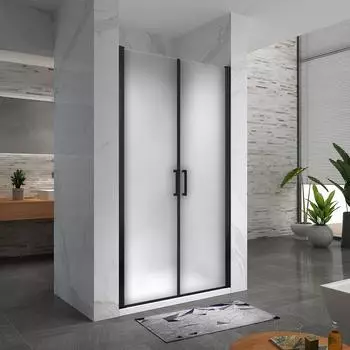 i-flair Lara BLACK Duscht&uuml;r Pendelt&uuml;r, satiniertes ESG 6mm, 80-83x180cm