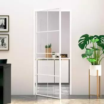 vidaXL Innent&uuml;r Slim wei&szlig; 83x201,5cm, Hartglas & Aluminium (155168)