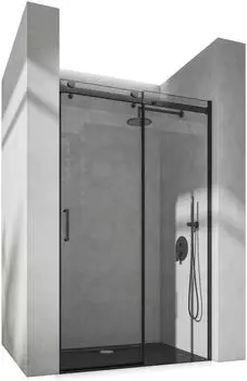 doporro Teramo19K Nischentür Schiebetür 100x195cm, 8mm ESG Klarglas, schwarz (Teramo19K)