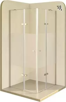 i-flair Alice Eckdusche mit Klapptüren, teilsatiniertes ESG, 80x80cm, 190cm Höhe