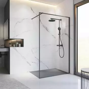 Schulte Trend 2.0 Walk-In Duschwand 120x200cm, 6mm ESG, mattschwarz