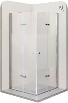 i-flair EMMA Eckduschkabine mit Faltt&uuml;ren, teilsatiniertes ESG Glas 6mm, 85x85cm (DK99)