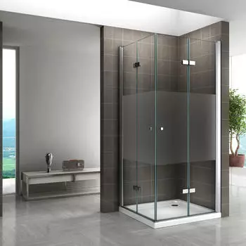 i-flair Emma Eckdusche Faltt&uuml;r, teilsatiniertes ESG 6mm, 75x120x180cm (DK99MF75x120180)